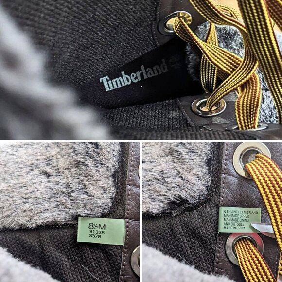 Vtg Y2K TIMBERLAND Mirney 91335 Wheat Faux Fur Wide Lace Knee High Boots Sz 8.5 - Picture 3 of 10